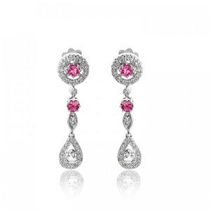 1.30 Carat Diamond & Tourmaline Drop Earrings